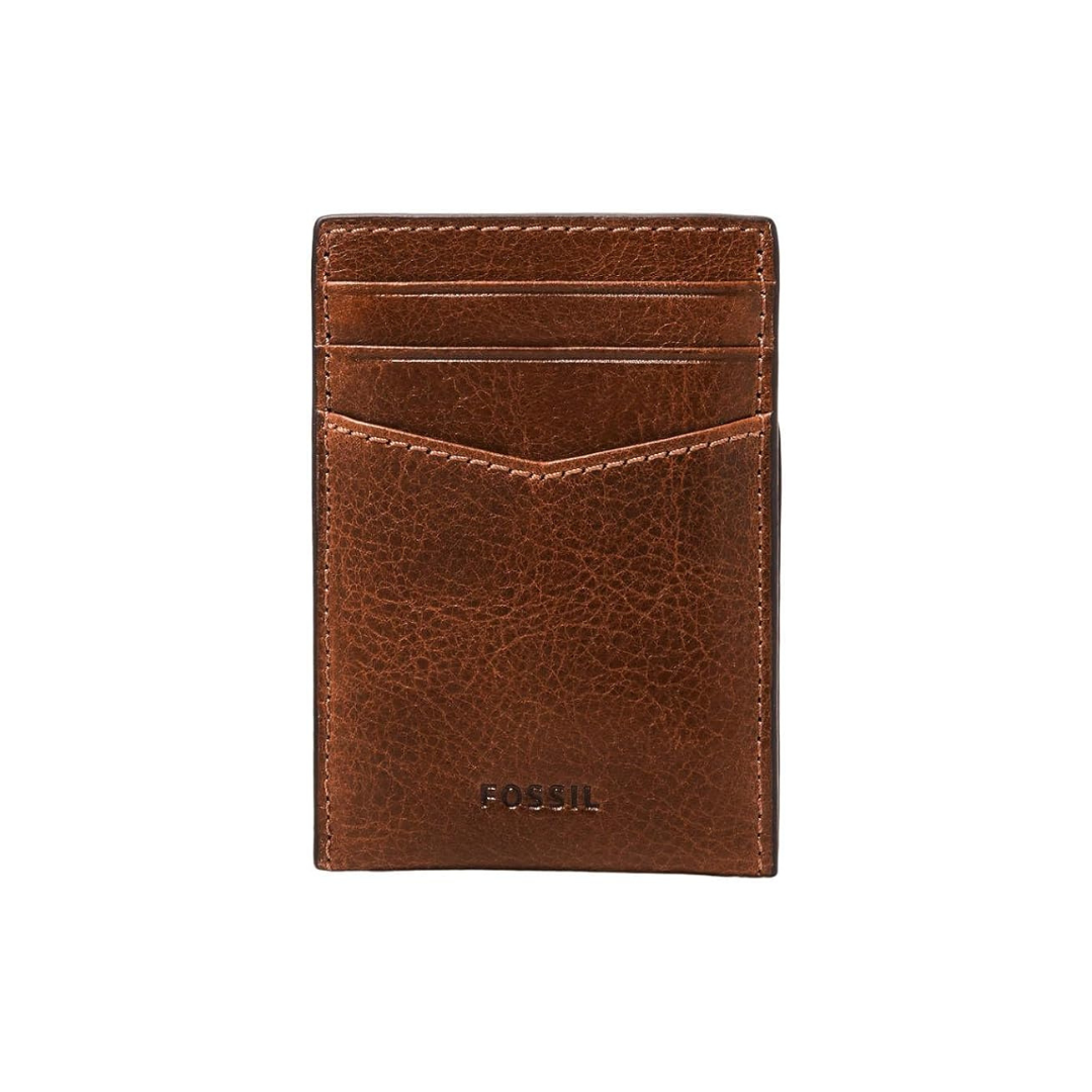Fossil Leather Magnetic Men's Card Case with Money Clip
