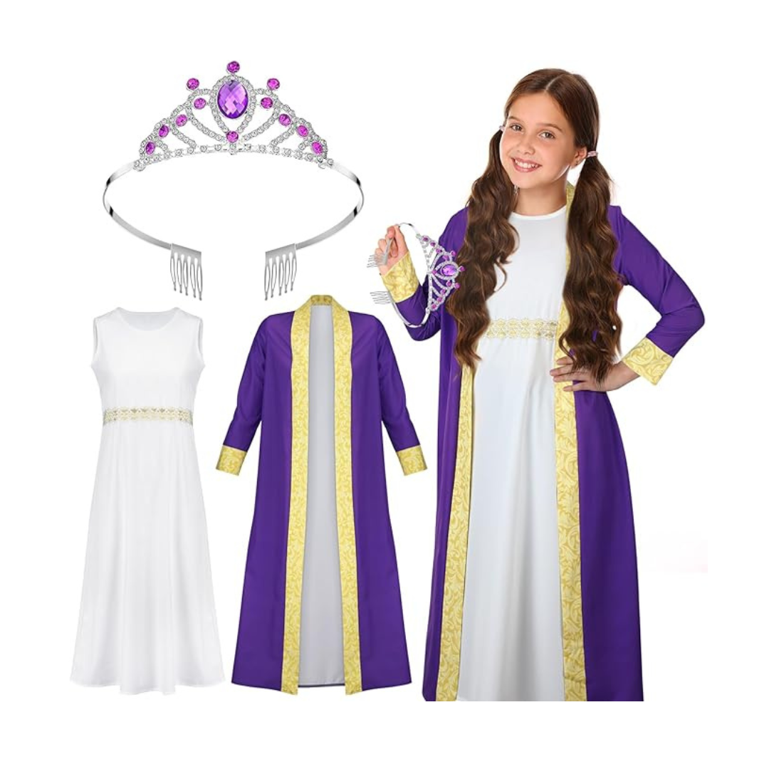 Queen Esther Costume for Child 1 Dress, 1 Tiara