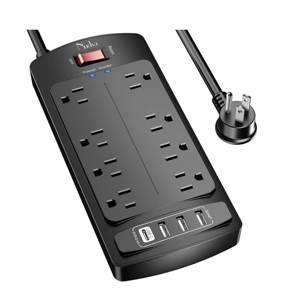 Nuetsa Extension Cord with 8 Outlets and 4 USB Ports
