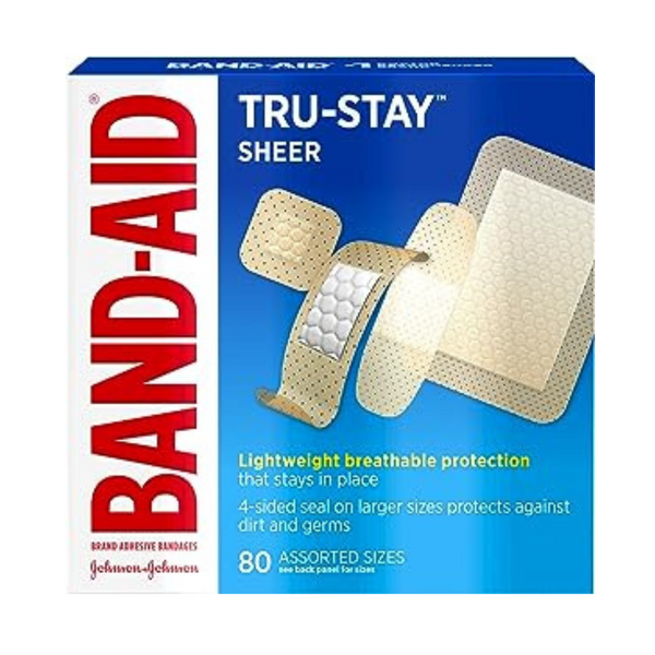 Band-Aid Brand Tru-Stay Sheer Bandages, Assorted Sizes, 80 ct