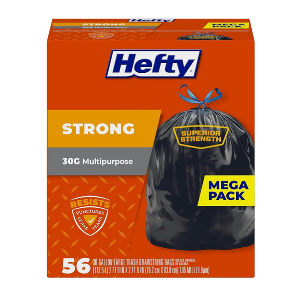 56-Count Hefty Strong Multipurpose Large Black Trash Bags