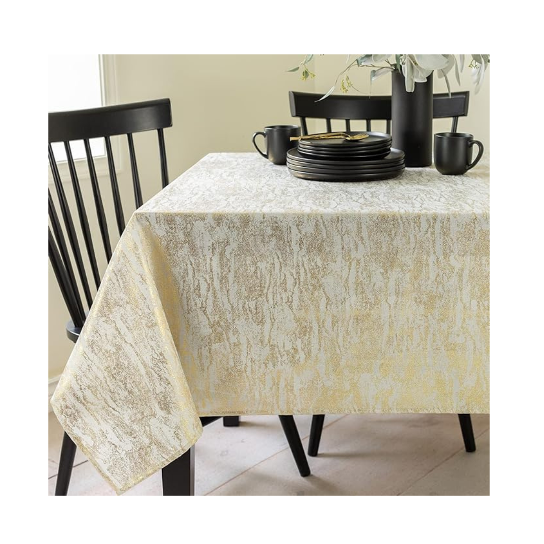 Benson Mills Metallic Foil Printed Tablecloth, 2 Colors