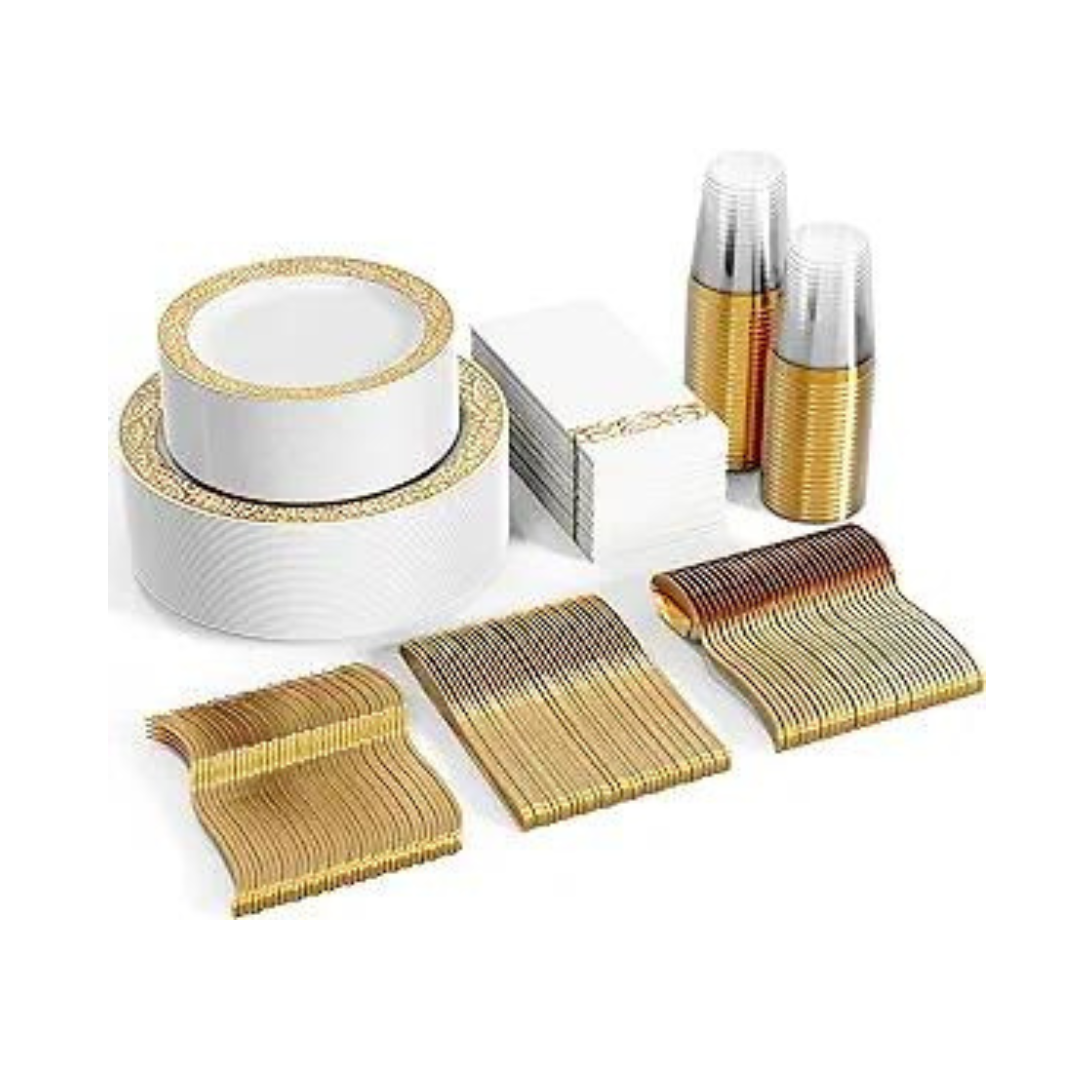 Gold Lace Paper Goods Party Pack, 50 Settings