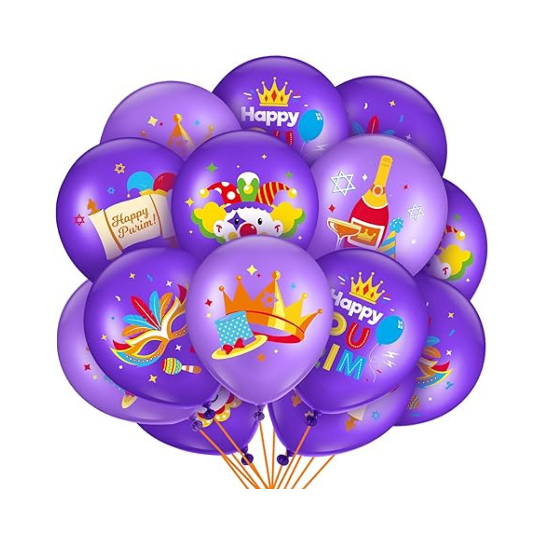 Purim Party Balloons, 54 Pcs