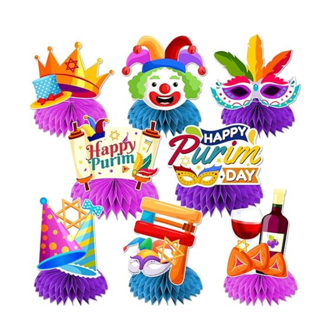 Purim Decor Centerpieces, 8 Pcs