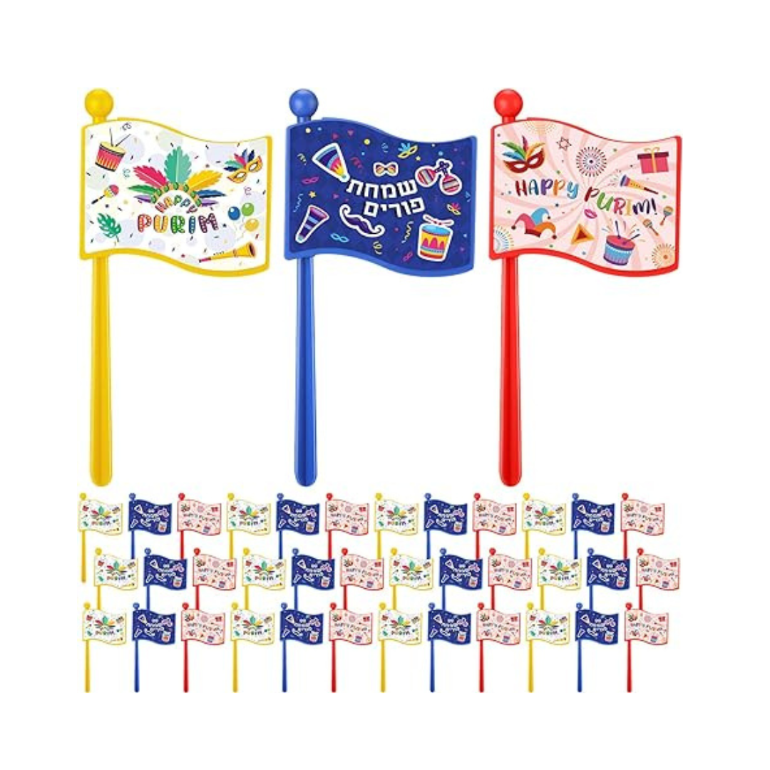 Colorful Purim Groggers, 12 Pack