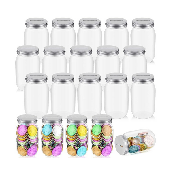 Plastic Coin Jar, 6 Pcs