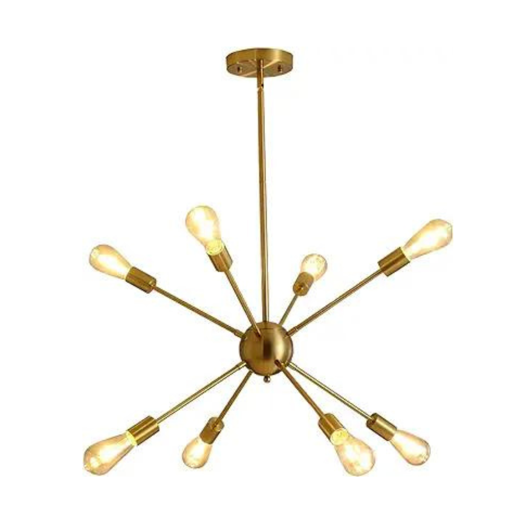 8-Light Modern Gold Sputnik Chandeliers