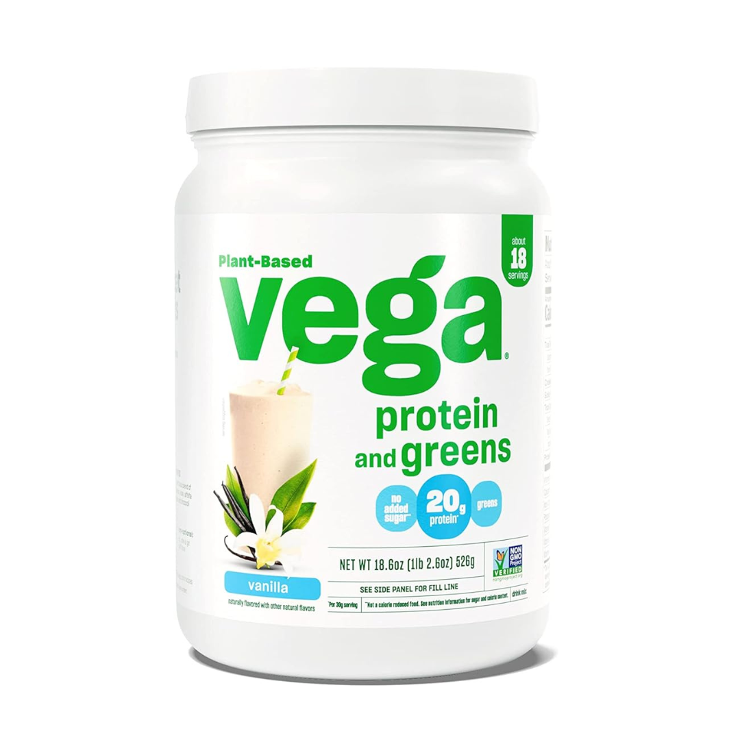 18-Servings Vega Protein and Greens Vanilla Protein Powder (1.2lb)