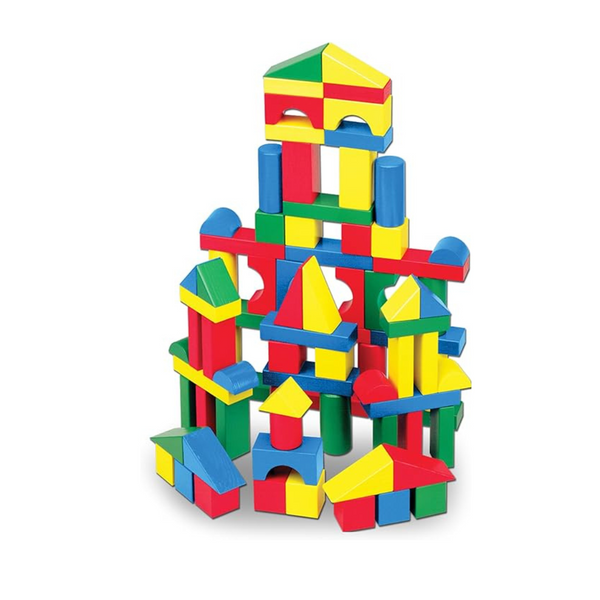 Melissa & Doug 100 Pcs Wooden Building Block Set