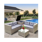 4-Piece PE Wicker Rattan Outdoor Conversation Sectional Sofa Set