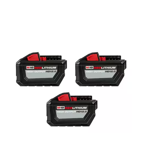 3-Pack Milwaukee M18 18-Volt Lithium-Ion High Output 12.0Ah Battery Pack