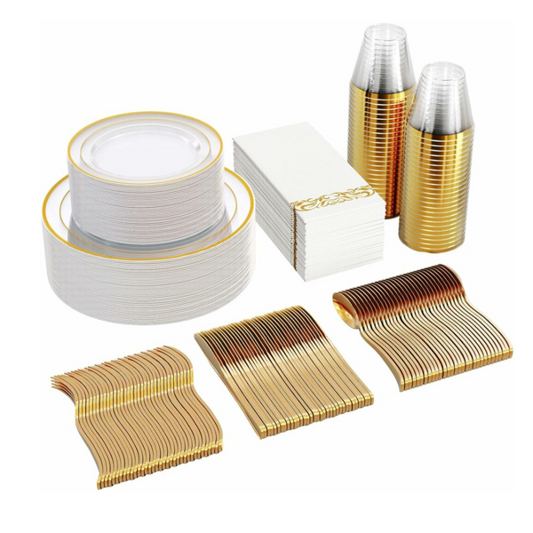 350 Pcs Plastic Disposable Dinnerware Set