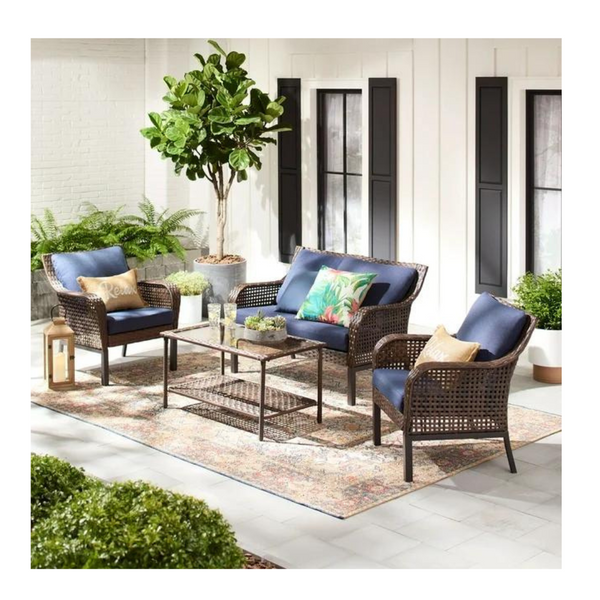 Mainstays Tuscany Ridge 4-Piece Wicker & Steel Outdoor Conversation Set
