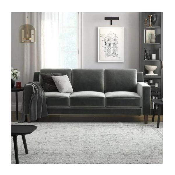 DHP Bryanna 3 Seater Sofa (Gray Velvet)