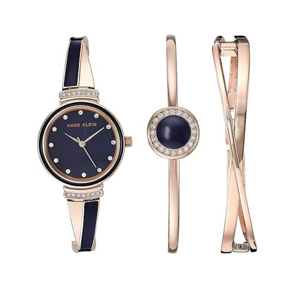 Anne Klein Women's Premium Crystal Accented Watch and Bangle Set