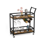 Homall Bar Cart Home Industrial Mobile Bar Cart with Wine Rack