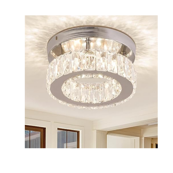 Zenouidle Mini Modern Flush Mount Light Fixtures LED Crystal Chandeliers