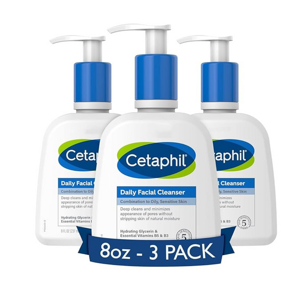 3-Pack Cetaphil Daily Sensitive Facial Cleanser, 8 Fl Oz