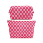 Soidram 2-Piece Large Checkered Cosmetic Bag