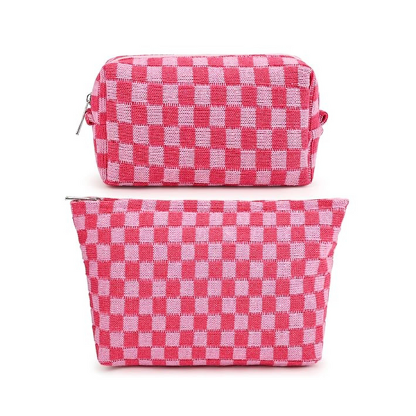 Soidram 2-Piece Large Checkered Cosmetic Bag