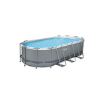 18' x 9' x 48" Oval Metal Frame Above Ground Outdoor Swimming Pool Set w/ 1500 GPH Filter Pump, Ladder, and Pool Cover