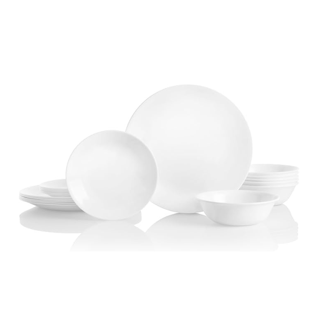 18-Piece Corelle Vitrelle Triple-Layer Glass Plates and Bowls Dinnerware Set