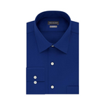 Van Heusen Men's Fitted Lux Sateen Stretch Solid Spread Collar Dress Shirts