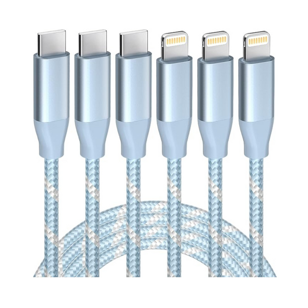 3-Pack Gherel 6ft MFi Certified Fast Charging USB-C to Lightning Cables