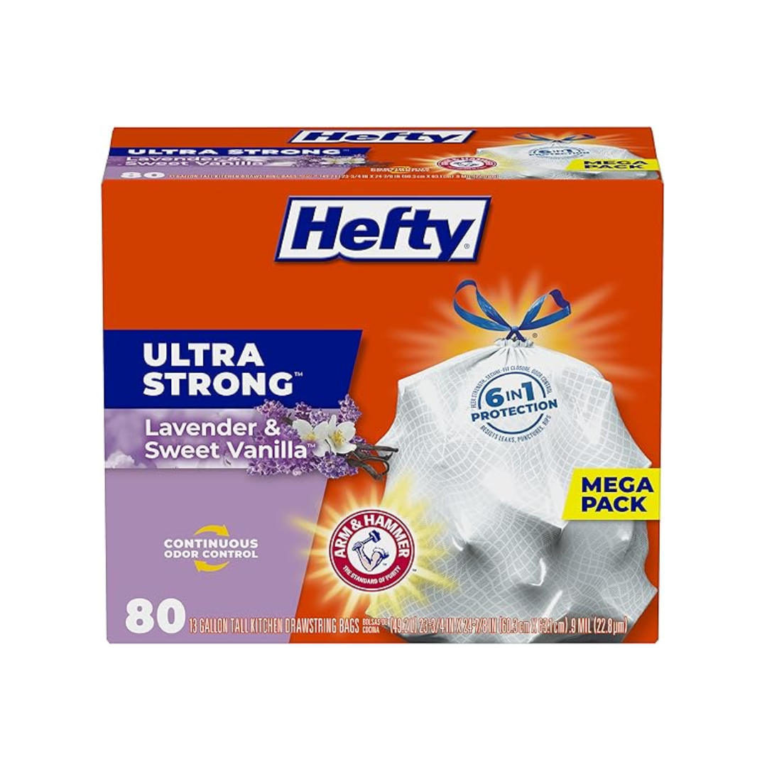 80-Count 13-Gal Hefty Ultra Strong Tall Kitchen Trash Bags