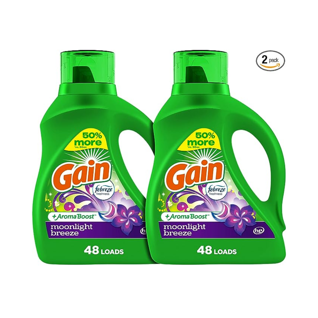 2-Pack Gain + Aroma Boost 65 fl oz Laundry Detergent Liquid + $3.20 promotional credit