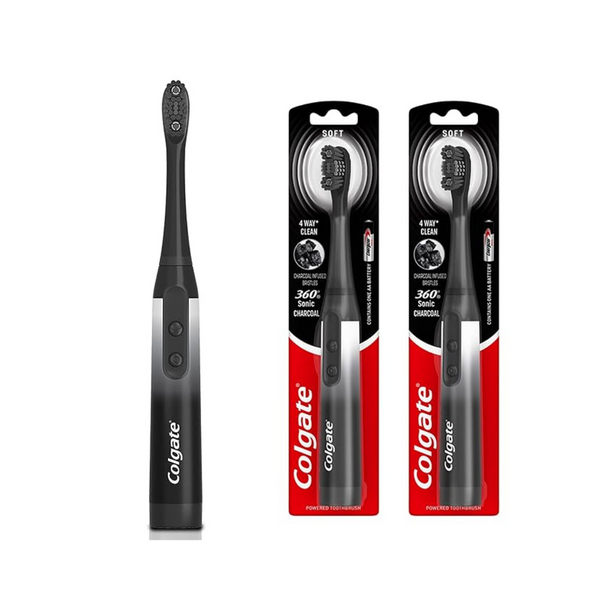 2 Colgate 360 Charcoal Sonic Powered Battery Toothbrushes