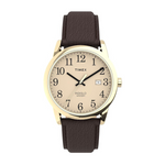 Timex Men's Easy Reader 38mm Brown/Gold-Tone/Cream Leather Strap Watch