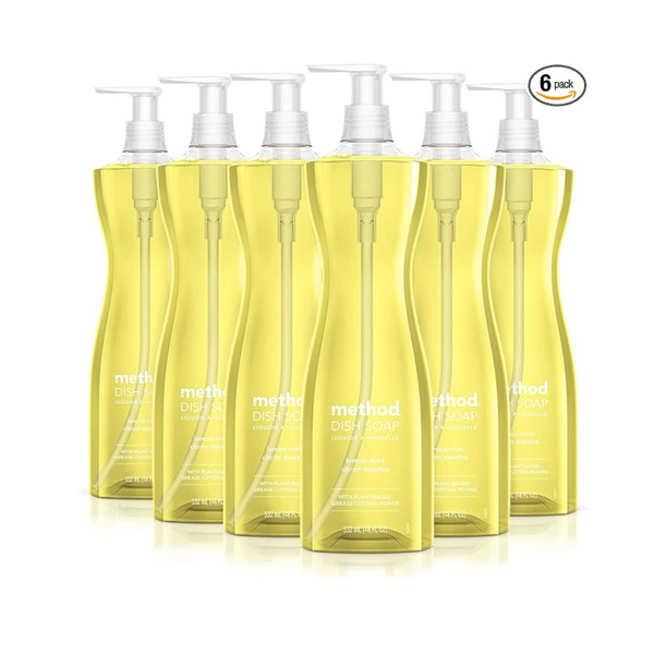 Pack of 6 Method Gel Dish Soap Liquid, Lemon Mint