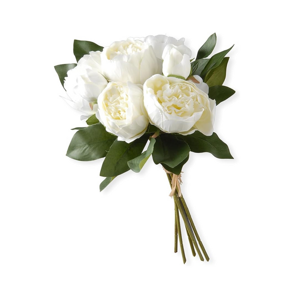 National Tree 12" White Peony Flower Bundle