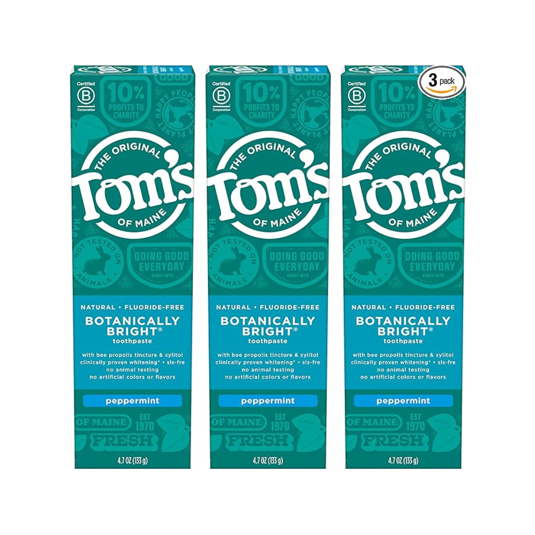 3-Pack Tom's of Maine Natural Botanically Bright Toothpaste, 4.7 oz.