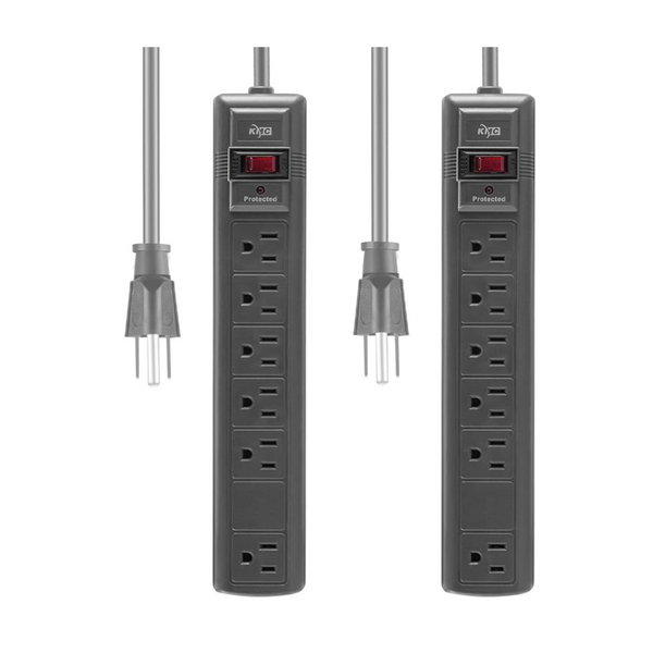 KMC 6-Outlet Surge Protector Power Strip (2-Pack)