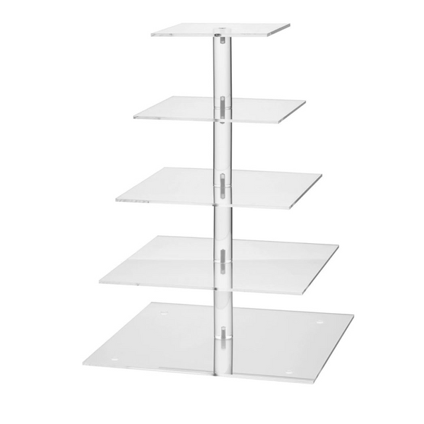 Yestbuy 5 Tier Square Acrylic Cupcake Tree Tower
