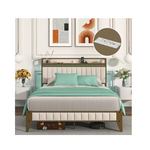 Sumell King Size LED Bed Frame with Charging Station