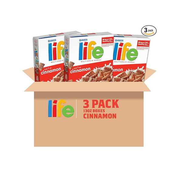 Life Breakfast Cereal, Cinnamon, 13oz Boxes (3 Pack)