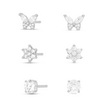 Amazon Essentials Plated Cubic Zirconia Butterfly and Flower Earring Set (3 Pairs)