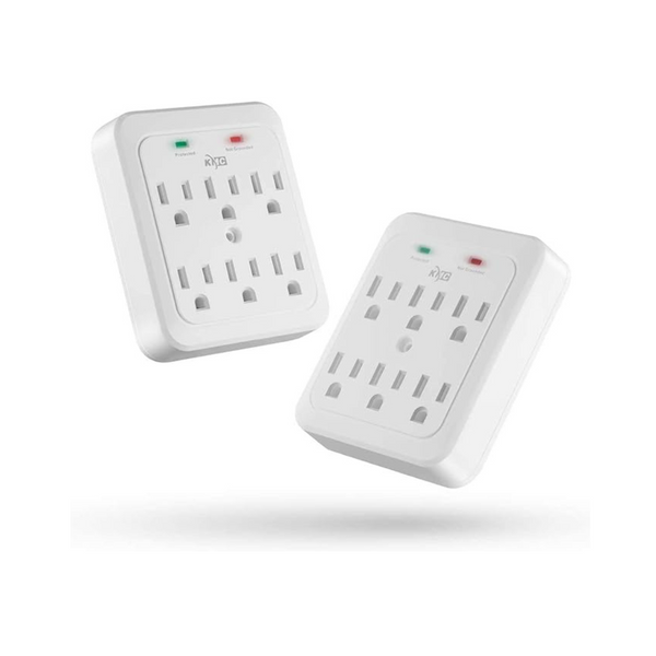 2 Pack KMC 6-Outlet Wall Surge Protector