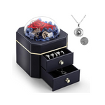 Kannino Preserved Real Rose Forever Flower Jewelry Box with Necklace