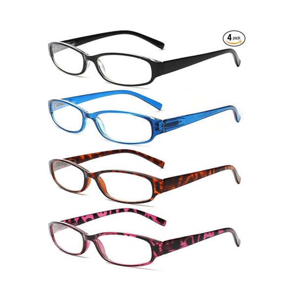 4-Pack Kerecsen Women's Floral Design Classic Spring Reading Glasses