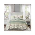 6-Piece Madison Park Floral Print Full/Queen Quilt Set (90" x 90")