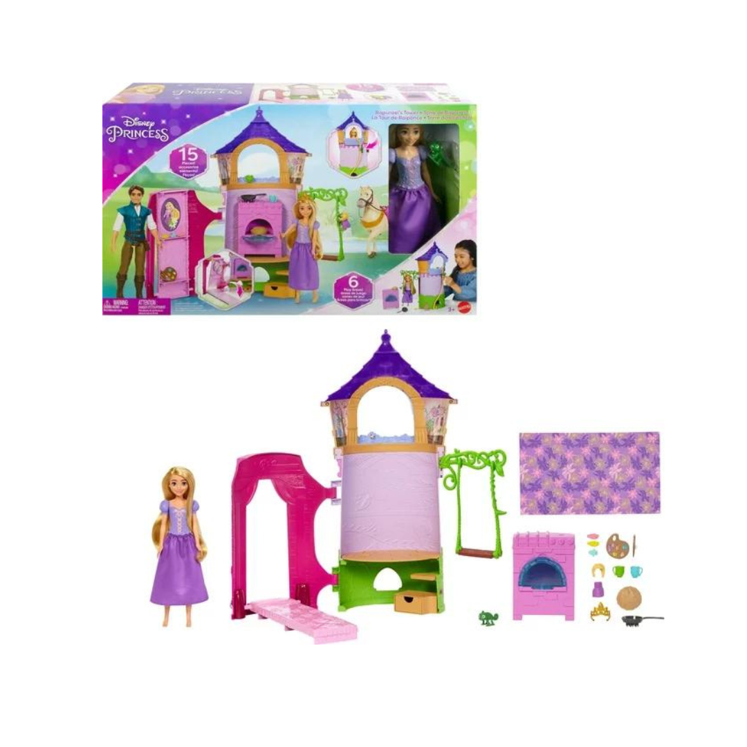 Mattel Disney Princess Rapunzel Tower Doll House Playset w/Fashion Doll