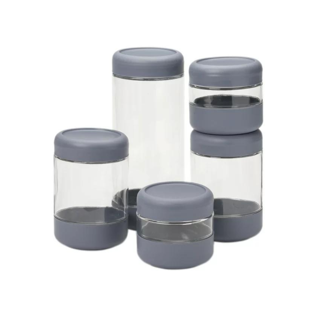 5 Piece Anchor Hocking SecureLock Revolution Clear Glass Canister Set
