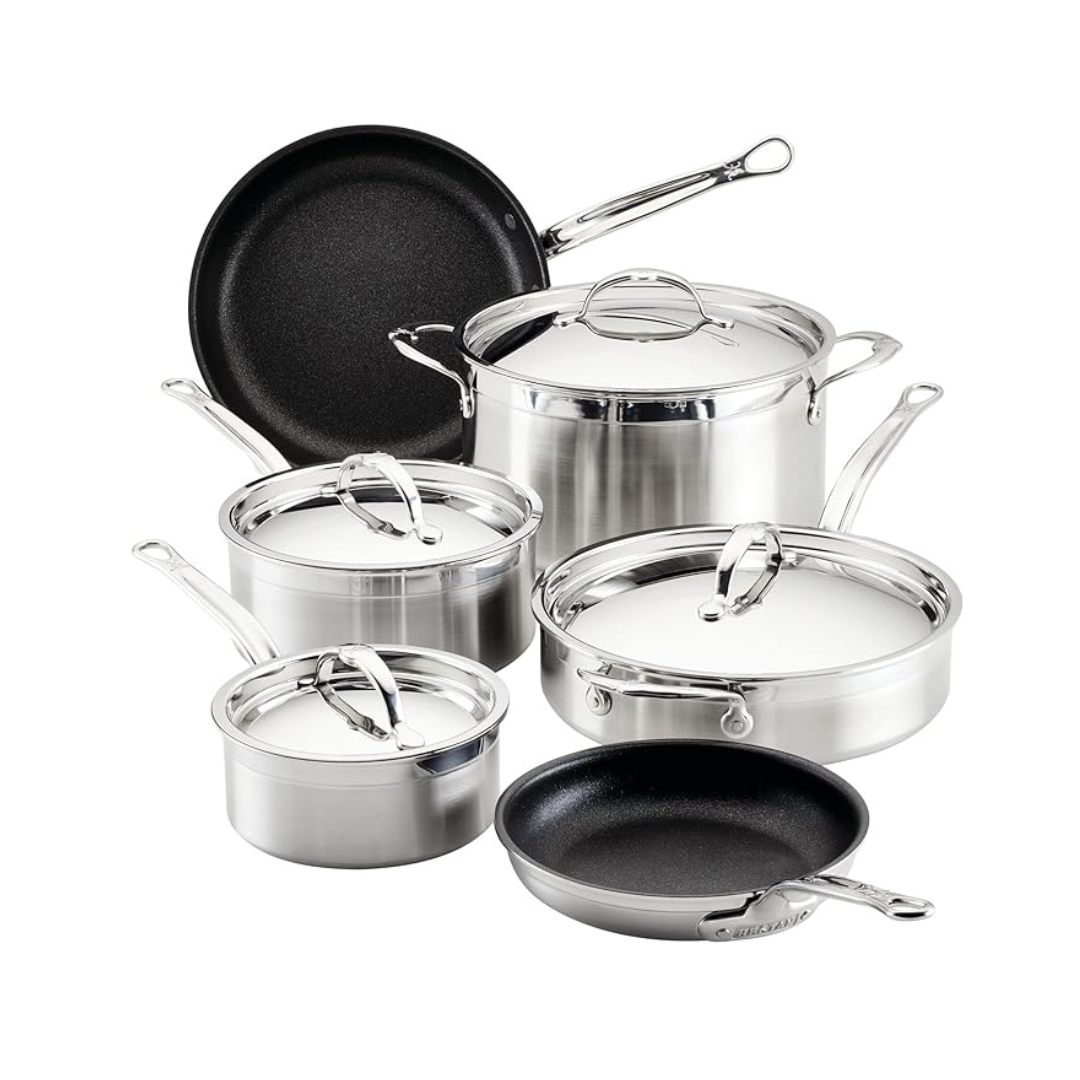 10-Piece Hestan Clad Stainless Steel Titum Nonstick Cookware Set