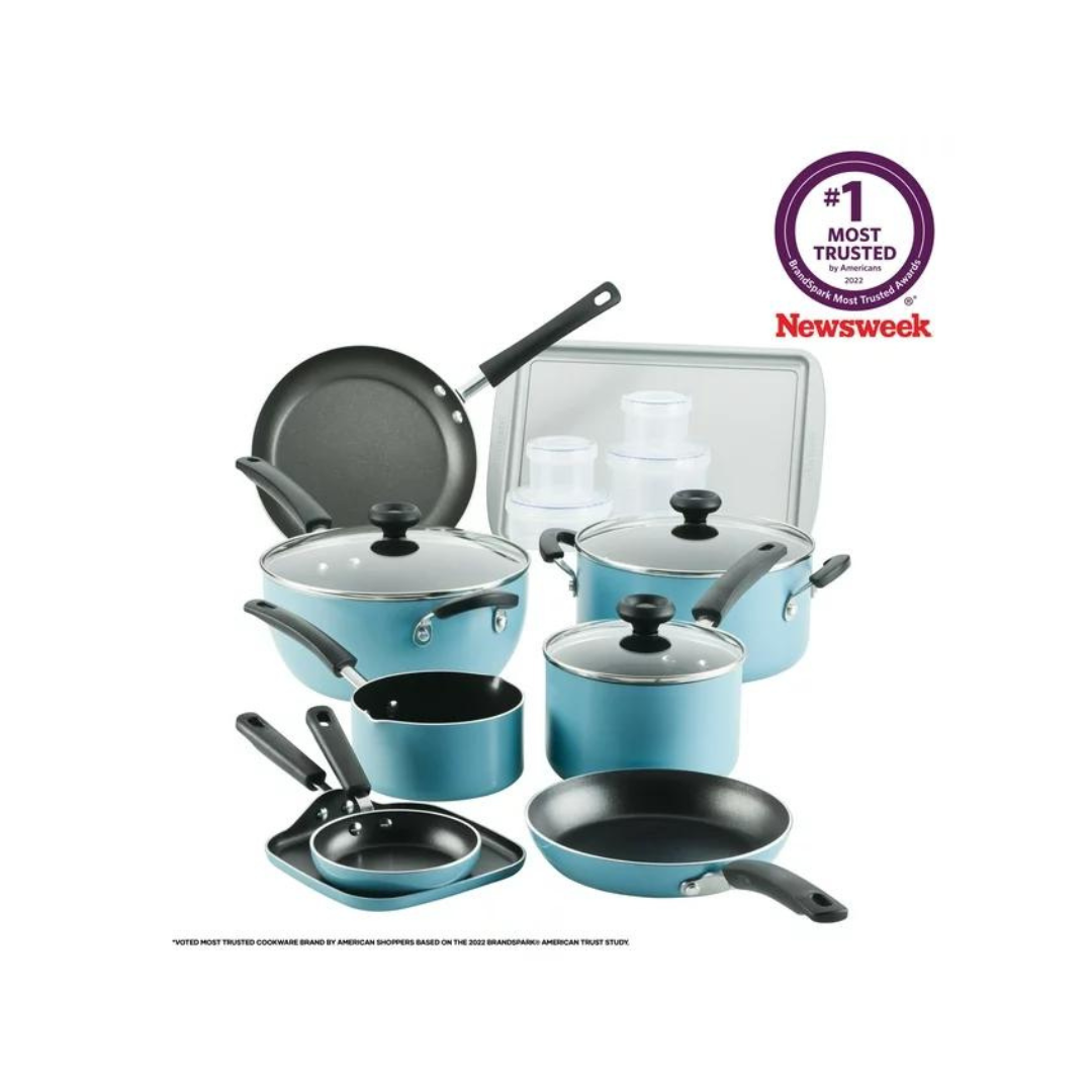 20-Piece Farberware Aluminum Nonstick Cookware Pots and Pans Set