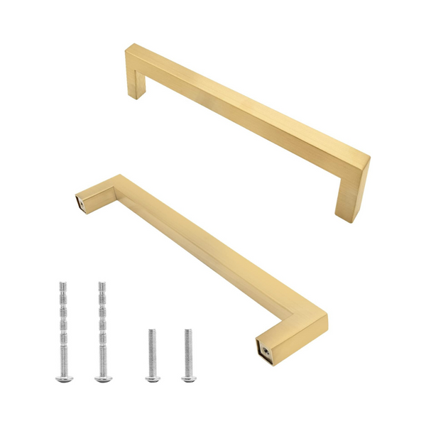 25-Pack Qjaiune Brushed Gold Cabinet Pulls Square Dresser Handles